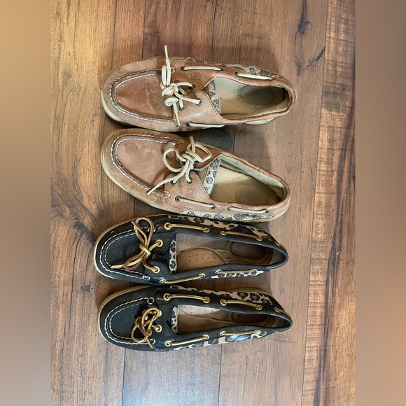 Sperry Top Sider Women's Angelfish Black & Tan Animal Print Boat Shoe Bundle - Picture 2 of 6